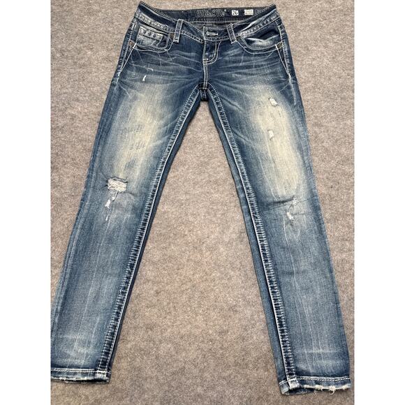 Miss Me Jeans Women’s 26 Signature Ankle Skinny Distressed Blue Denim - Picture 1 of 7